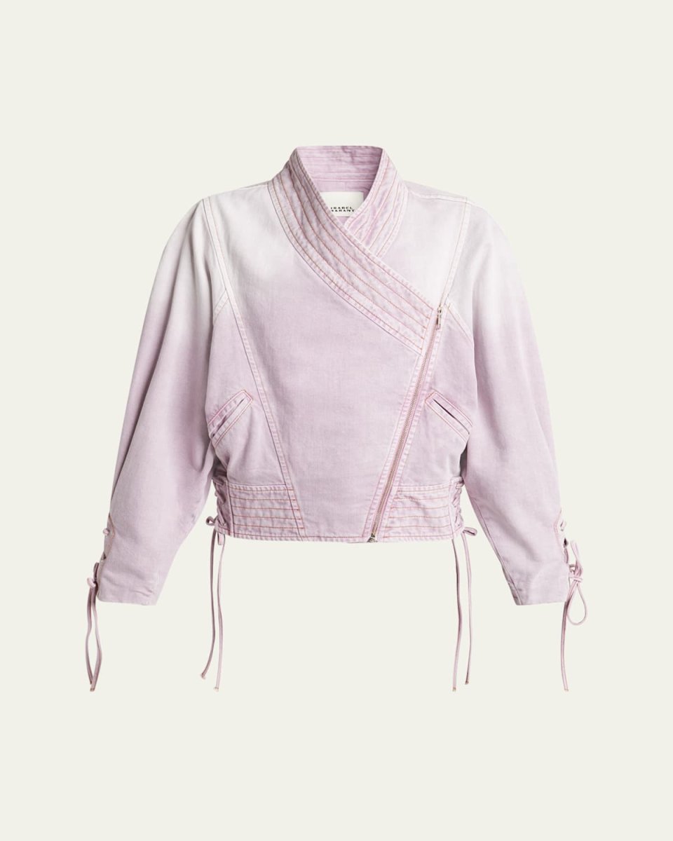 Edina Asymmetric-Zip Denim Jacket